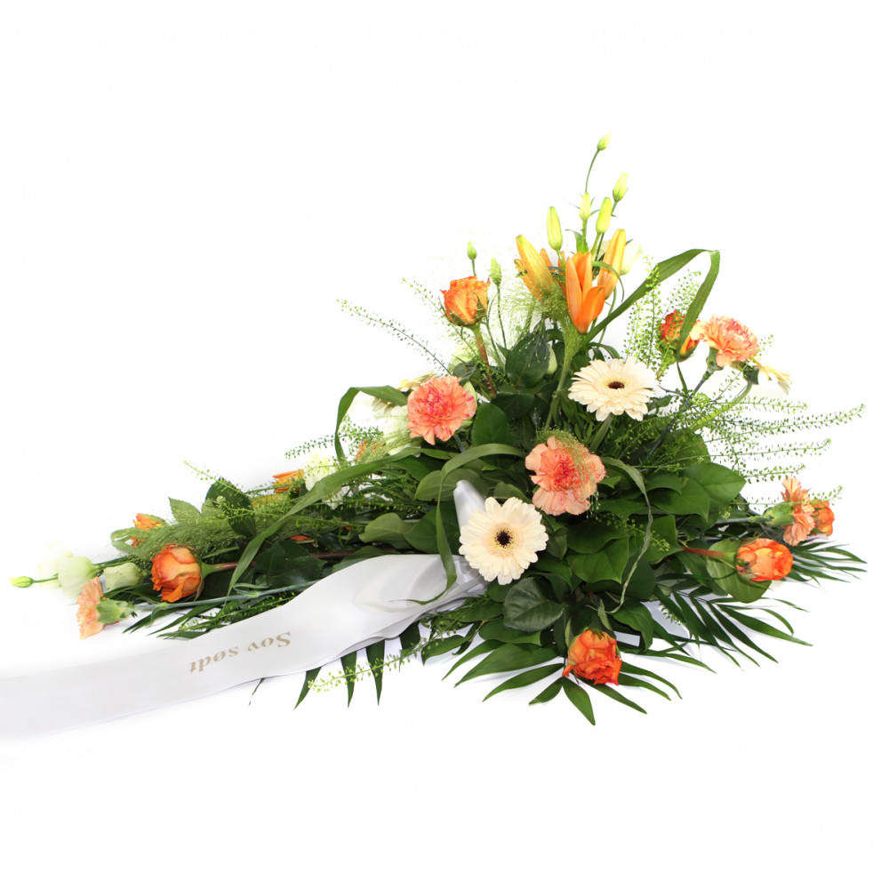 Båredekoration på billeder koster 900 kr. med bånd